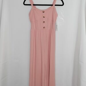 No Boundaries Pink Ribbed Jumpsuit